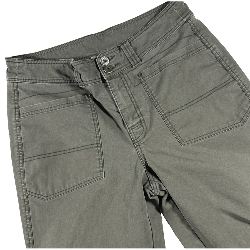Sundance Chino Pants Womens 6 Olive Green Patch Pockets Ankle Cropped Stretch